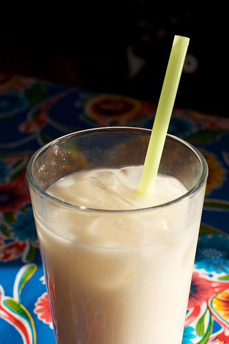 Horchata is made with rice and cinnamon, cool and refreshing